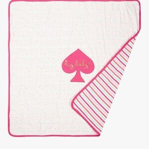 Kate Spade Hey Baby Pink and White Baby Blanket